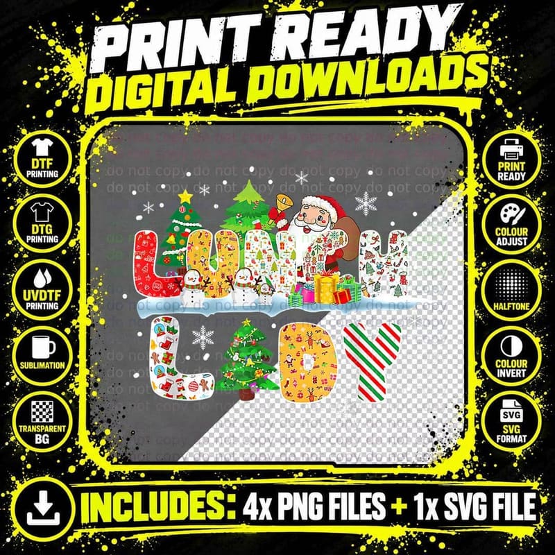 Cute Lunch Lady Funny Christmas Tree Santa Family Xmas Png SVG Digital Bundle