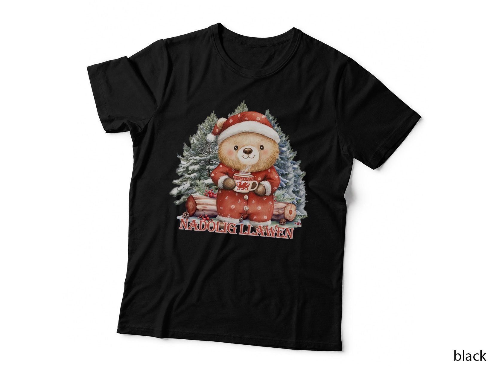 Cute Welsh Christmas Bear Nadolig Llawen Winter Holiday Cozy Gift T-Shirt