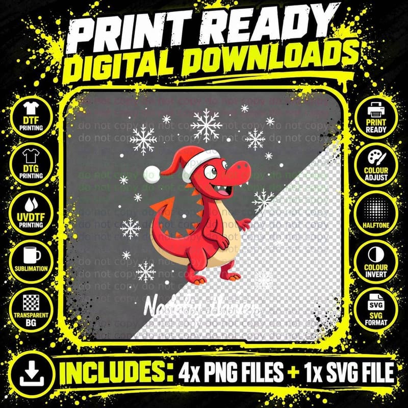 Cute Welsh Christmas Dragon Nadolig Llawen Festive Png SVG Digital Bundle