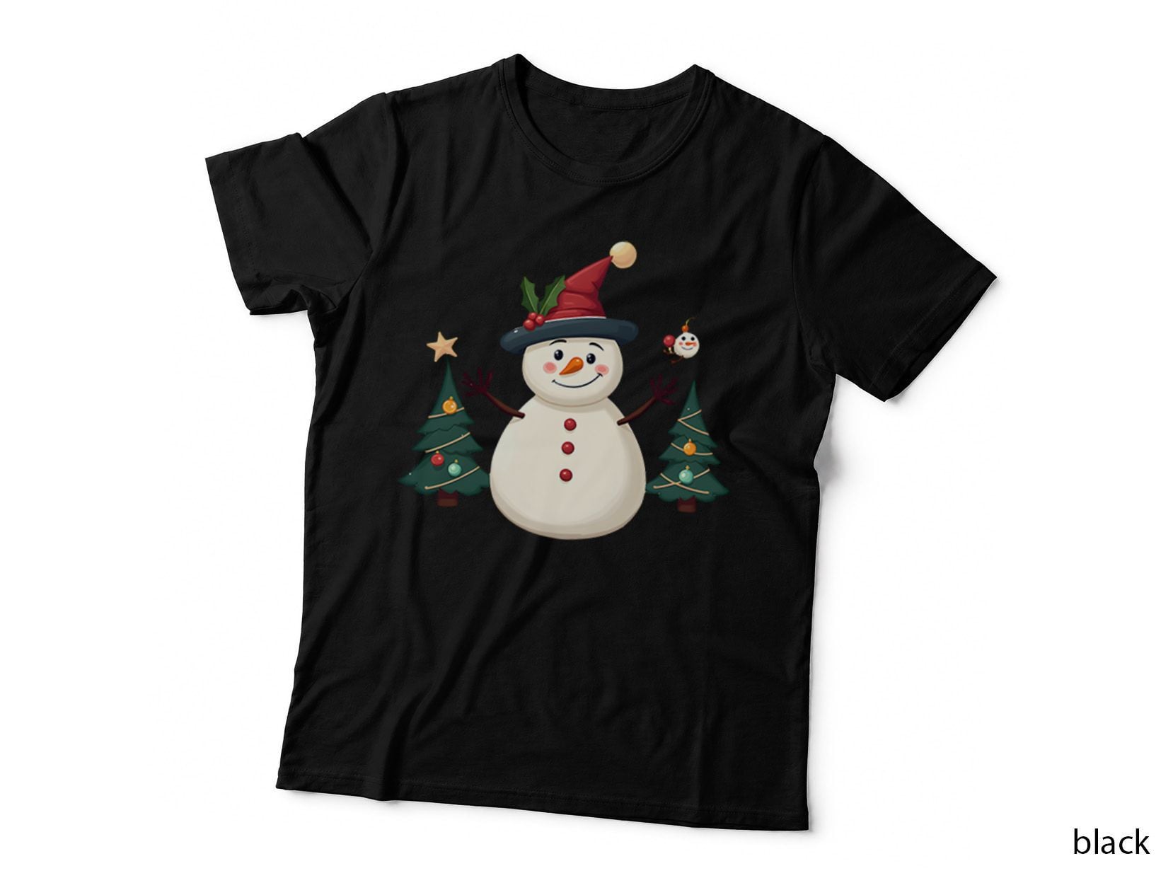 Cute Winter Snowman Graphic, Whimsical Holiday 8 T-Shirt