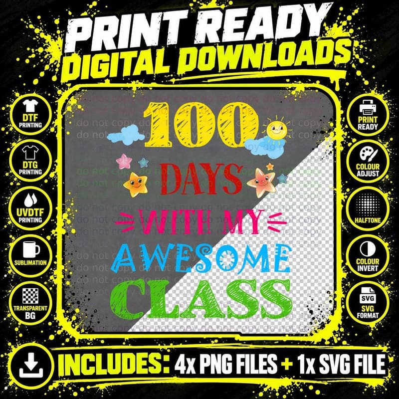 Days with My Awesome Class Shirt, Milestone Png SVG Digital Bundle