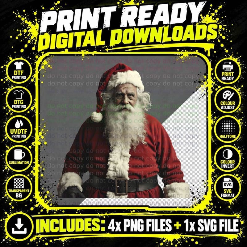 Eerie Santa Serious Christmas Nostalgic T-Shirt Png SVG Digital Bundle
