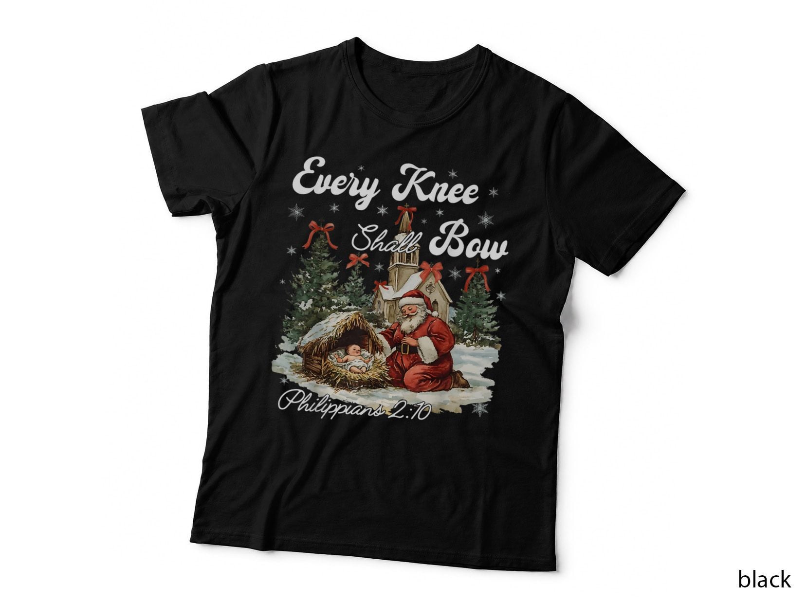 Every Knee Shall Bow Christian Christmas Gift T-Shirt