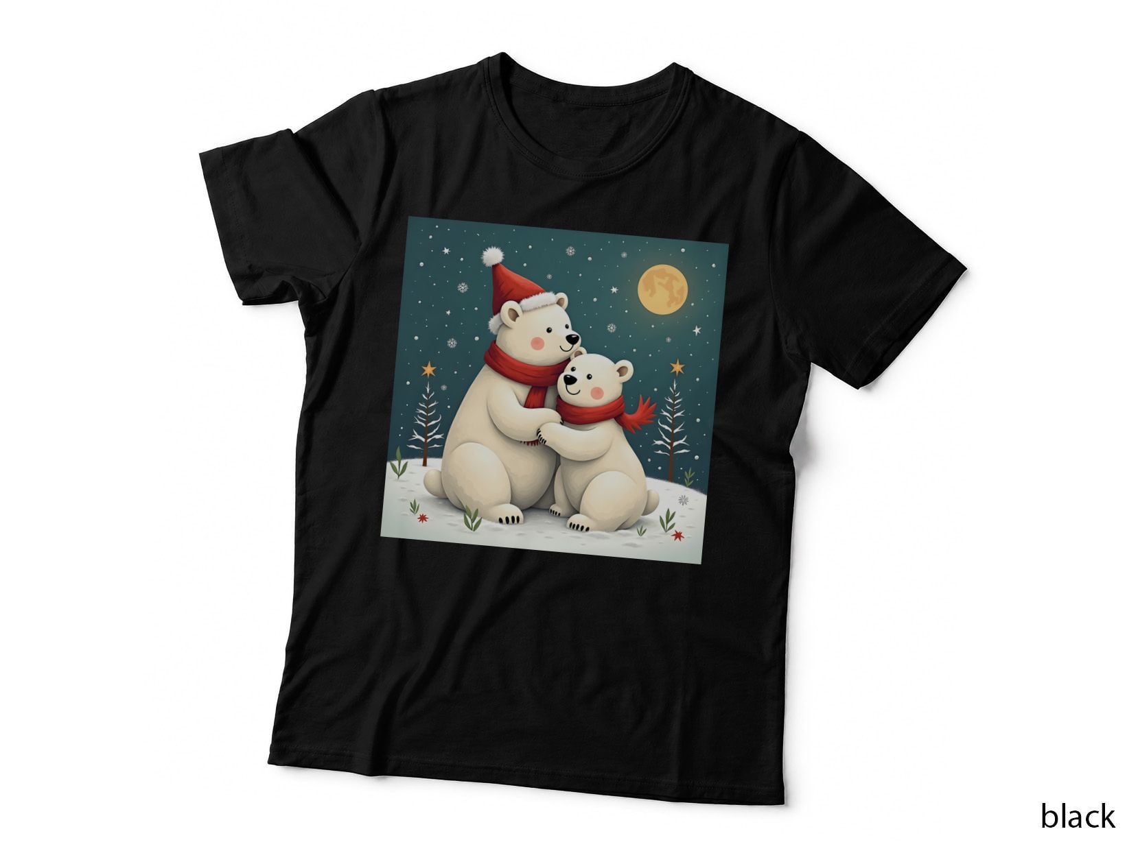Festive Polar Bear Family Hug Christmas Holiday Winter T-Shirt