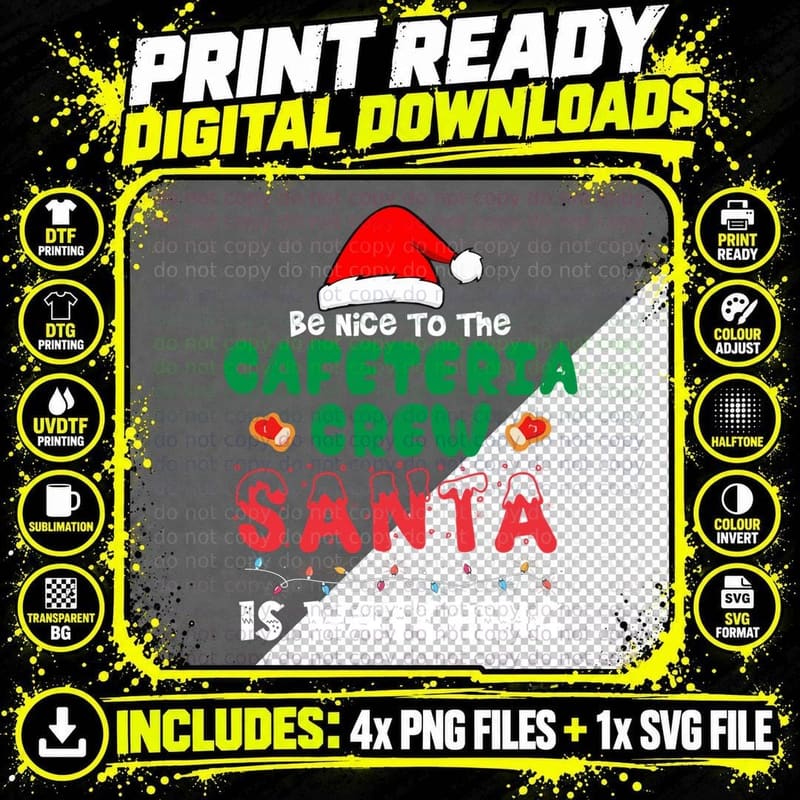 Funny Cafeteria Squad Crew Christmas School Lunch Lady Png SVG Digital Bundle
