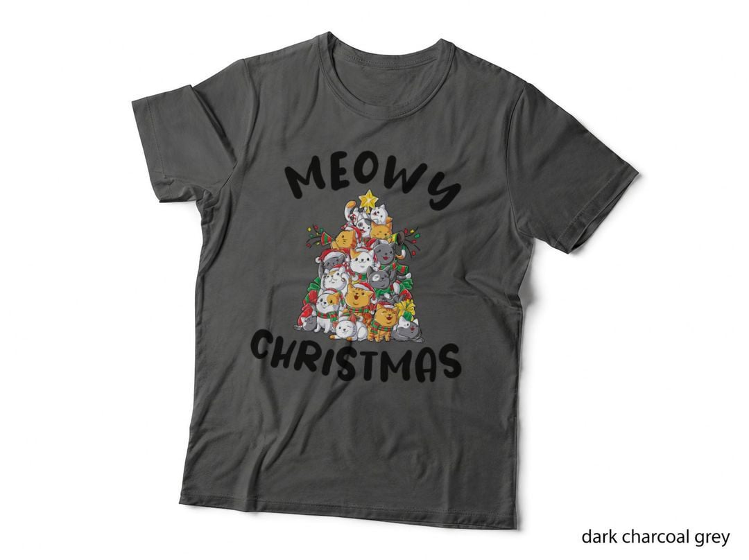 Funny Christmas Cat Tree Cute Cats in Santa Hats Holiday Lights Gift T-Shirt
