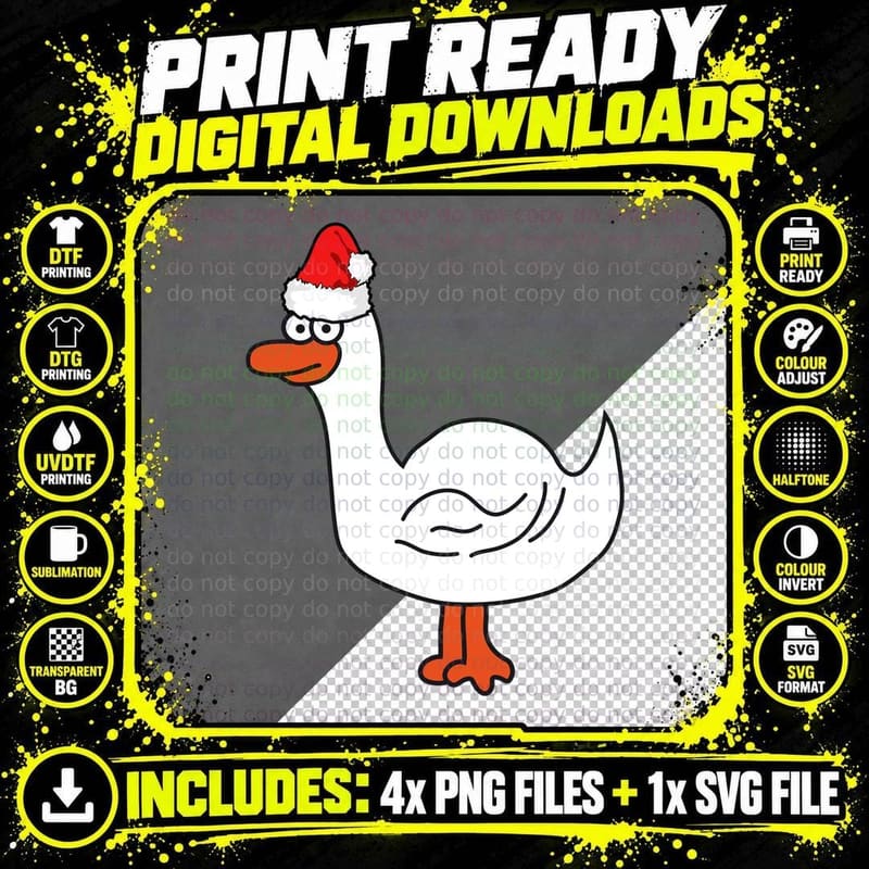 Funny Christmas Goose Xmas Geese Poultry Chicken Farm Png SVG Digital Bundle