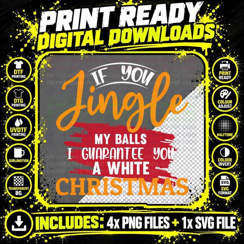 Funny Christmas If You Jingle My Balls Naughty Holiday Png SVG Digital Bundle
