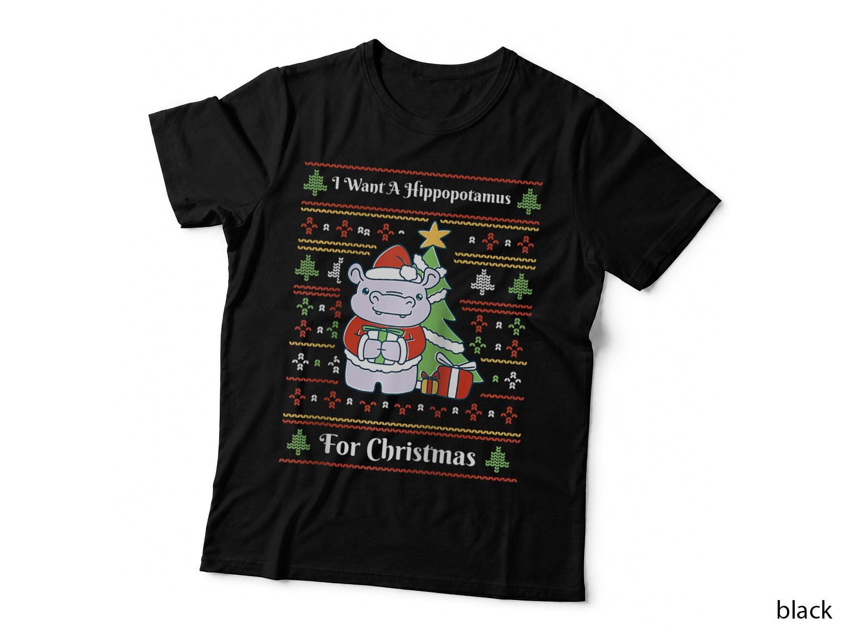 Funny Santa Hippopotamus Christmas Hippo Lover Animal Humour, Gift T-Shirt