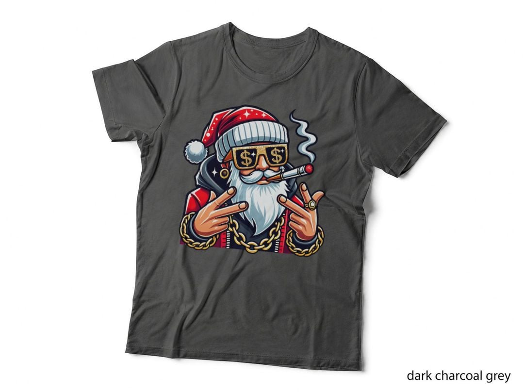 Gangsta Santa Smoking Christmas Hip Hop Cool Holiday Graphic T-Shirt