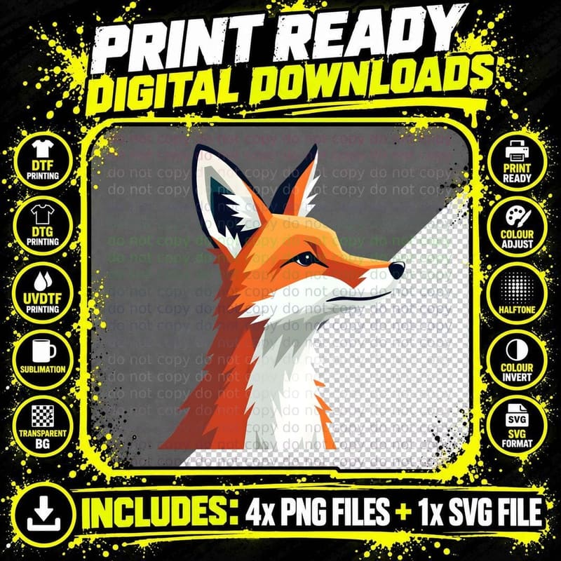 Geometric Fox Christmas T-Shirt Png SVG Digital Bundle