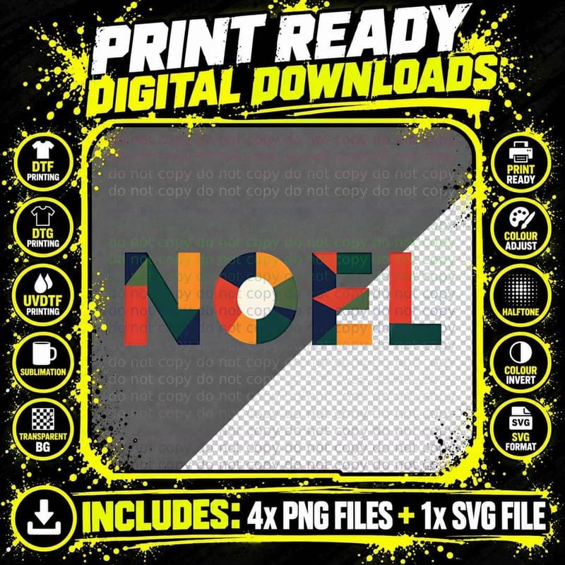 Geometric Noel Christmas T-Shirt Png SVG Digital Bundle