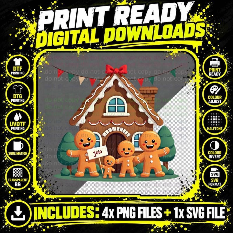 Gingerbread Diolch Christmas T-Shirt Png SVG Digital Bundle