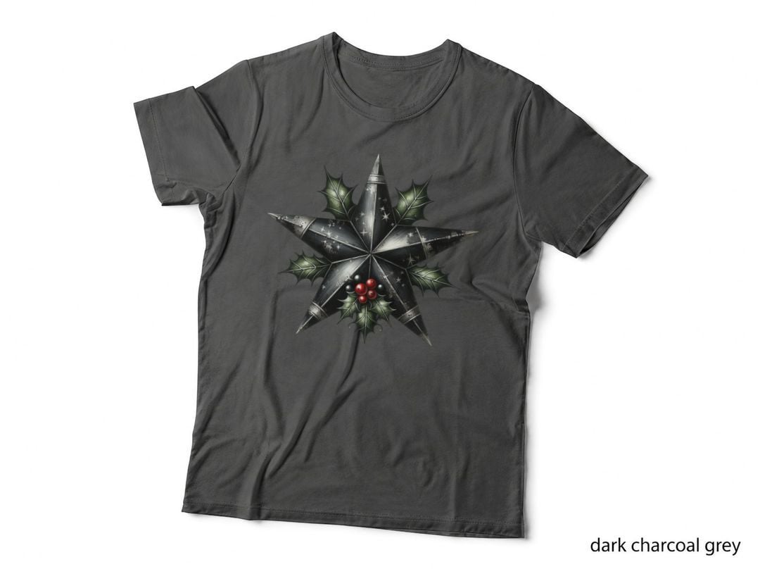 Gothic Christmas Star Dark Holly Metal Holiday Witchy Aesthetic T-Shirt