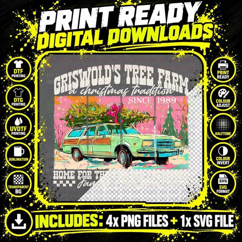Griswold's Tree Farm Fun Old Fashioned Family Christmas Png SVG Digital Bundle
