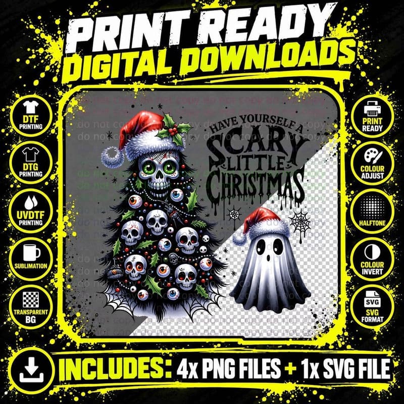 Have Yourself a Scary Little Christmas, Minimalist Png SVG Digital Bundle