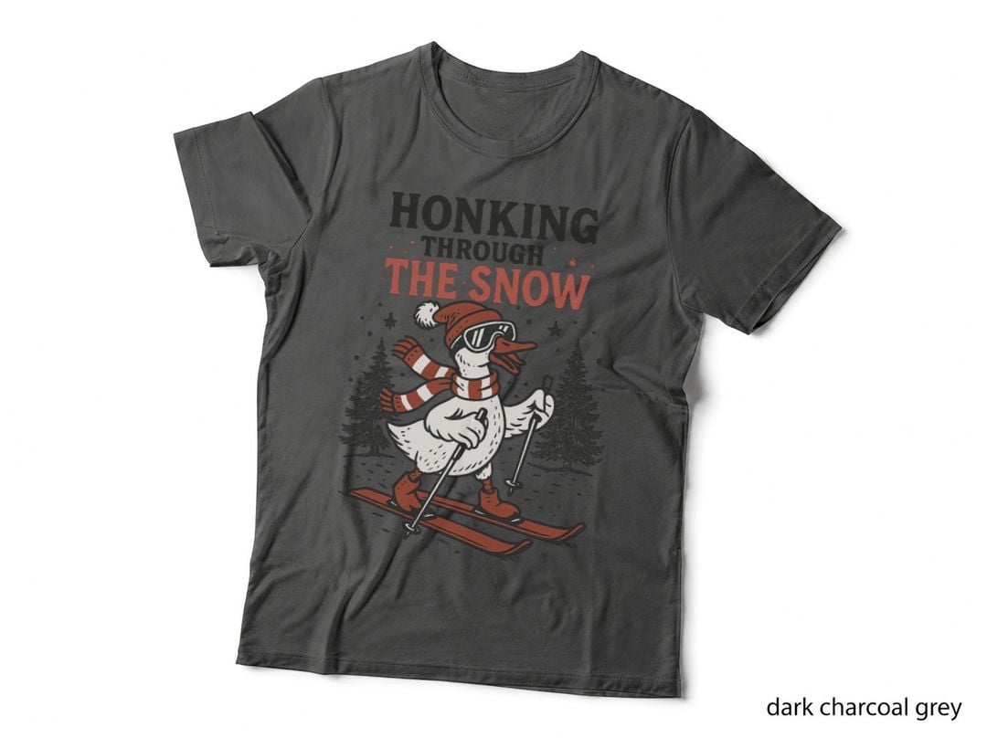 Honking Through the Snow Funny Christmas Goose Skiing Holiday T-Shirt