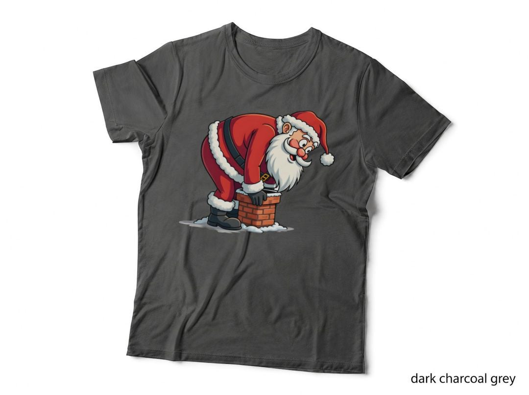 Humorous Santa with Legs in Chimney T-Shirt