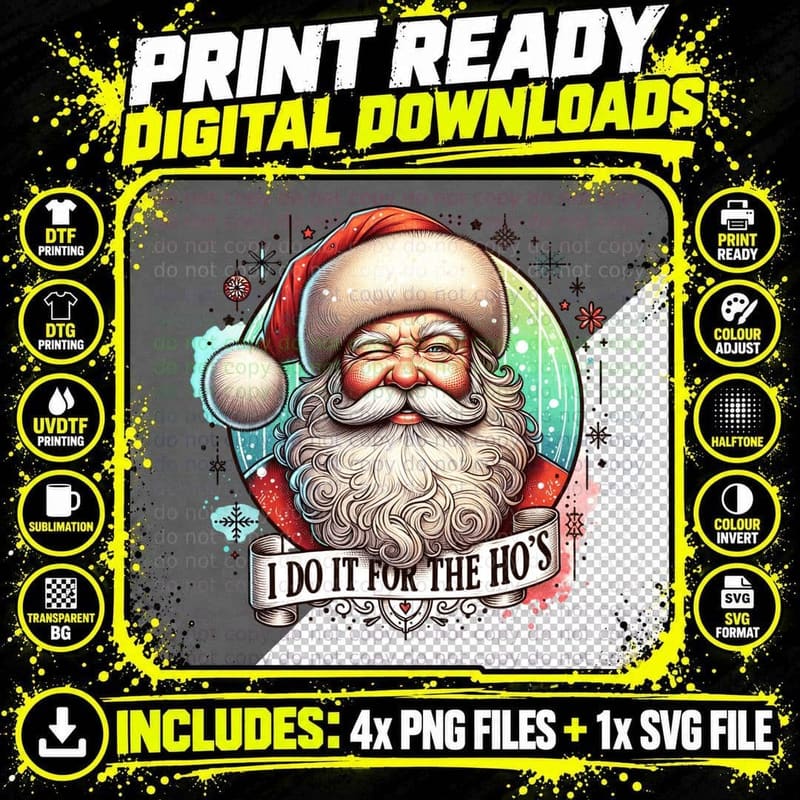 I Do It for the Hos Santa, Everyday Wear, Trendy Outfit Png SVG Digital Bundle