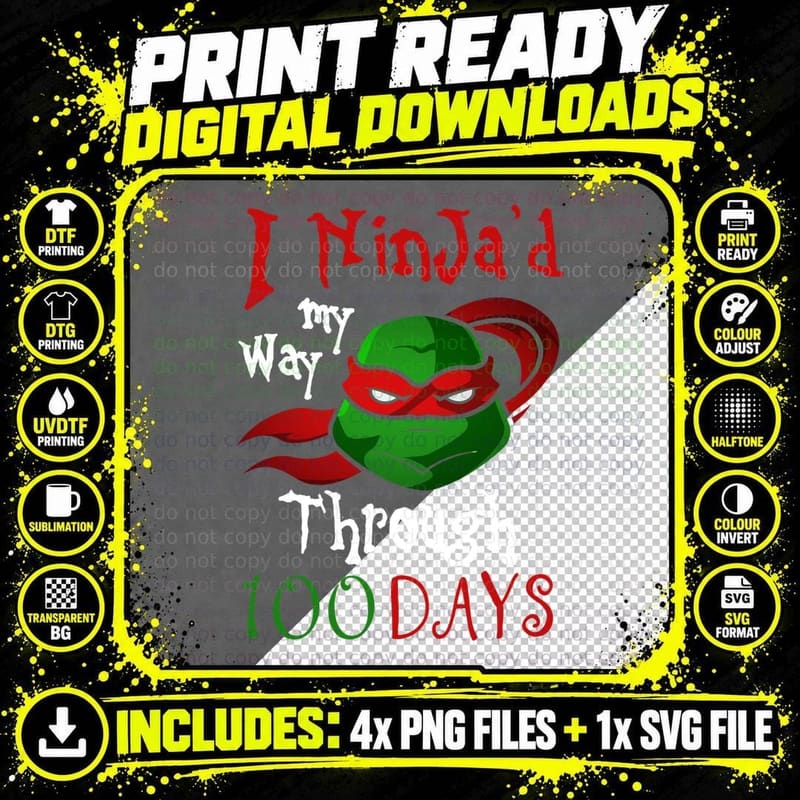 I Ninja D My Way Through Days Shirt, 100th Day, Colorful Png SVG Digital Bundle