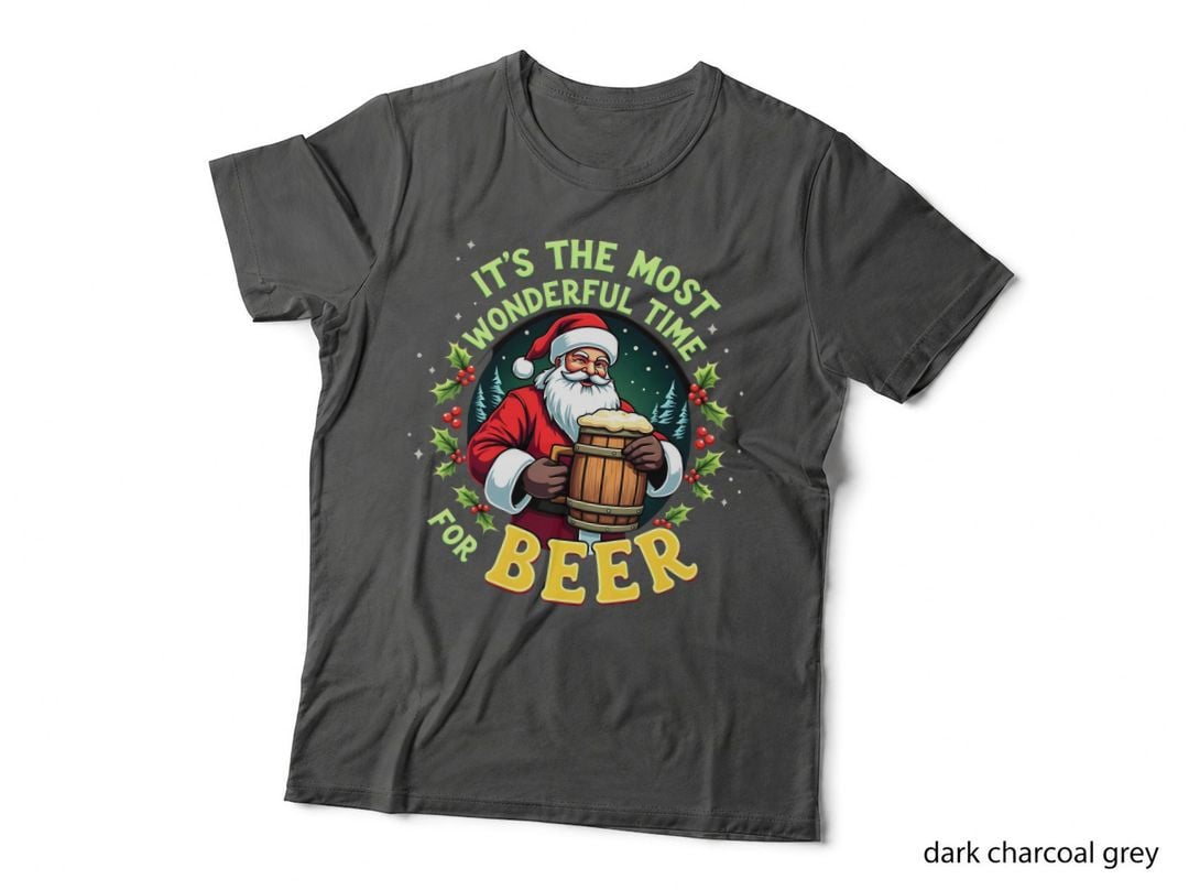 It's the Most Wonderful Time for Beer' 90s Santa Christmas T-Shirt