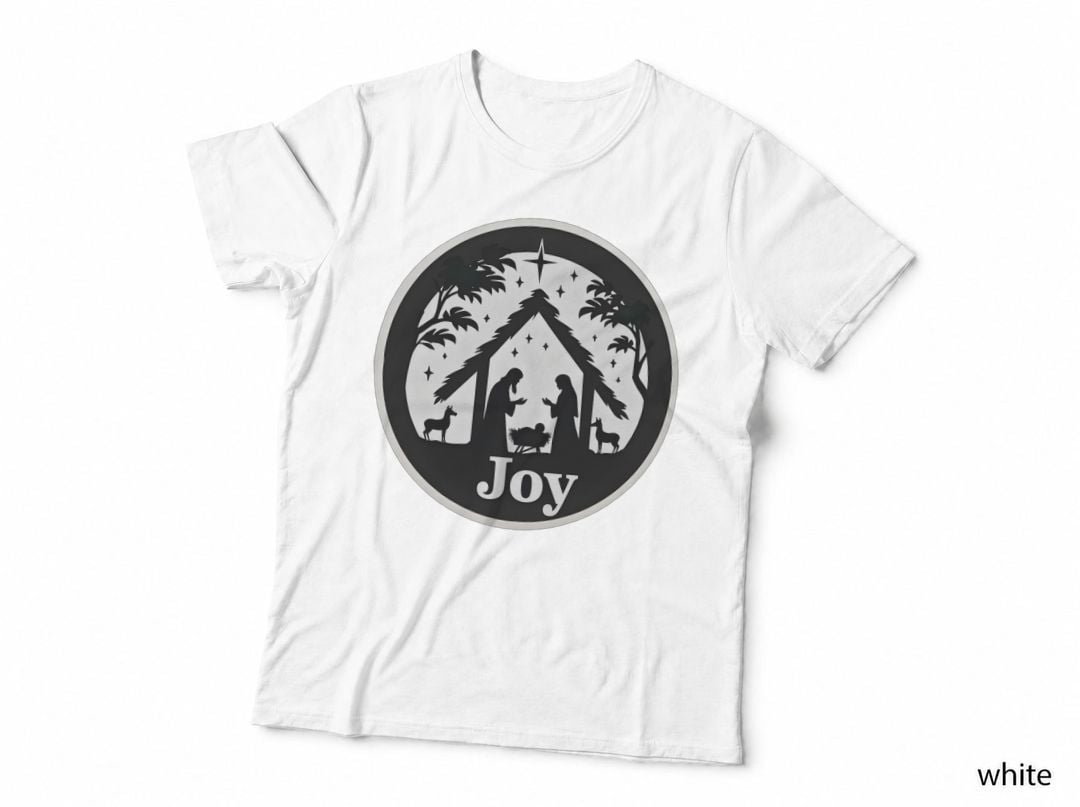 Joy Nativity Scene Silhouette Christian Christmas Festive Religious T-Shirt