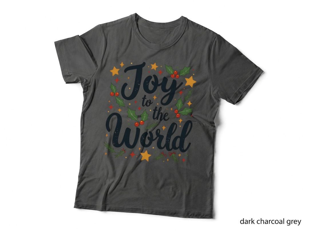 Joy to the World Christmas Stars Holly Festive Holiday Spirit T-Shirt