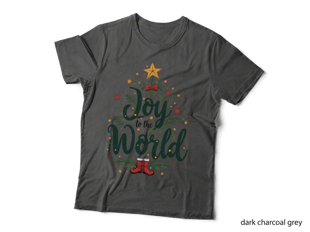 Joy to the World Christmas Tree Shirt Festive Holiday Lights Holly T-Shirt