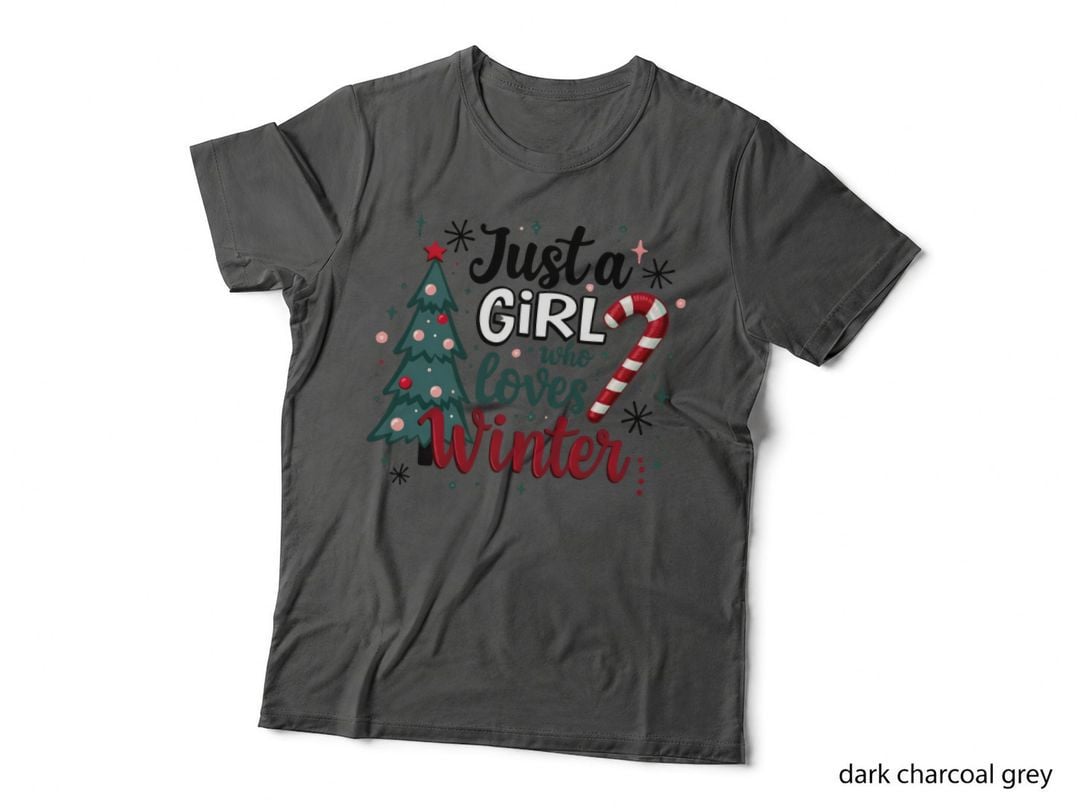 Just a Girl Who Loves Winter Christmas Tree & Candy Cane T-Shirt