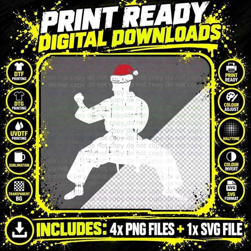 Karate Martial Arts Christmas Pajama Cool X-Mas Holiday Png SVG Digital Bundle