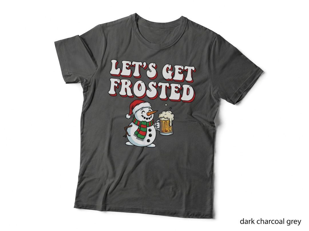 Let's Get Frosted Snowman with Beer Funny Drinking Christmas T-Shirt