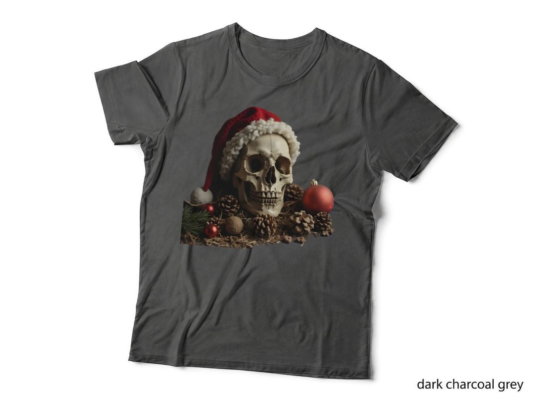 Macabre Skull Santa Hat Festive Christmas T-Shirt