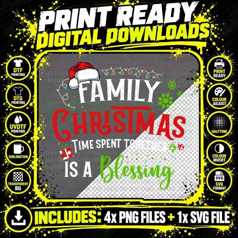 Matching Family Christmas Time Spent Together Is a Png SVG Digital Bundle