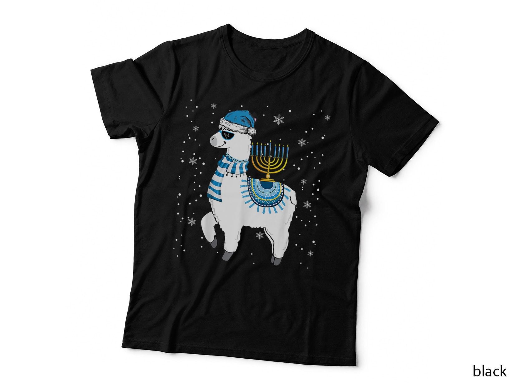 Menorah Hanukkah Llama Cute Alpaca Chanukah Christmas Pajama, Gift T-Shirt