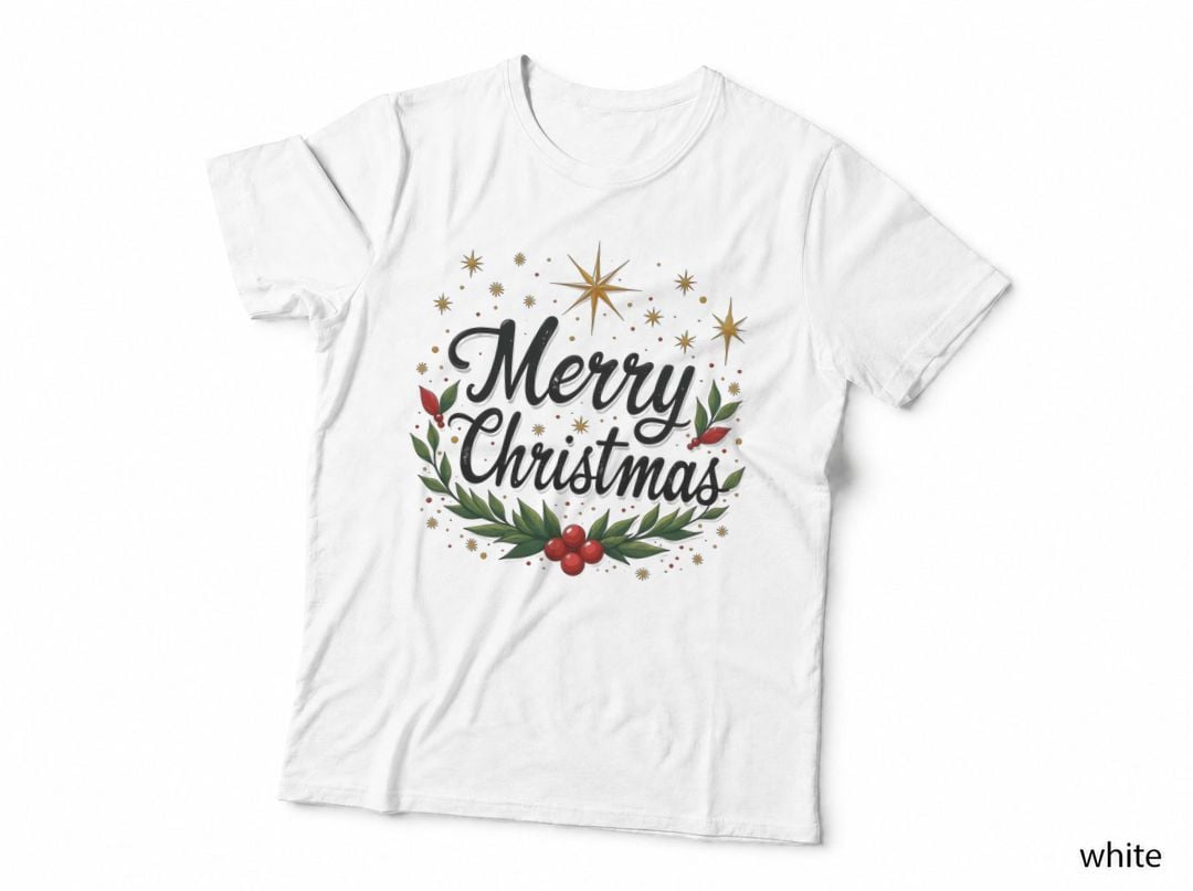 Merry Christmas Star Wreath Holiday Cheer Festive Lights Seasonal T-Shirt