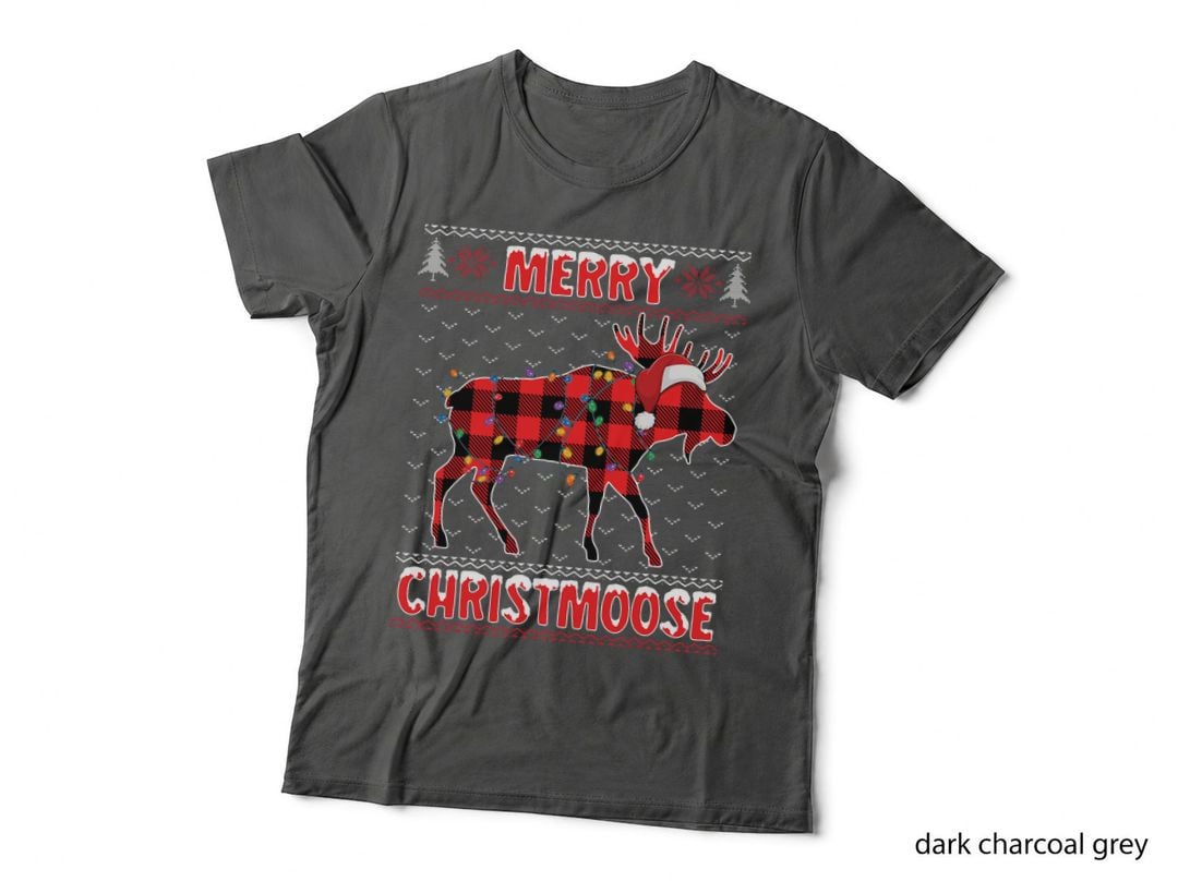 Merry Christmoose Funny Christmas Moose Santa Ugly Sweater T-Shirt
