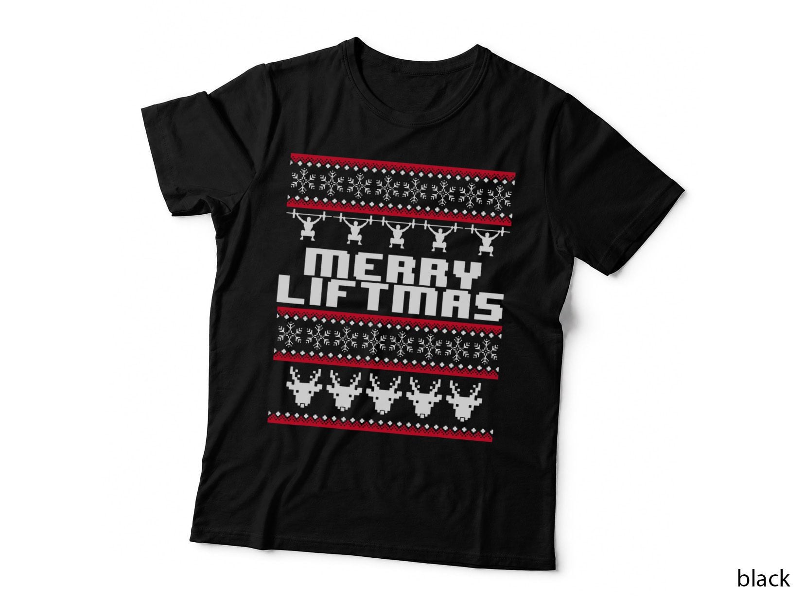 Merry Liftmas T-Shirt Ugly Christmas Sweater Gym Workout T-Shirt