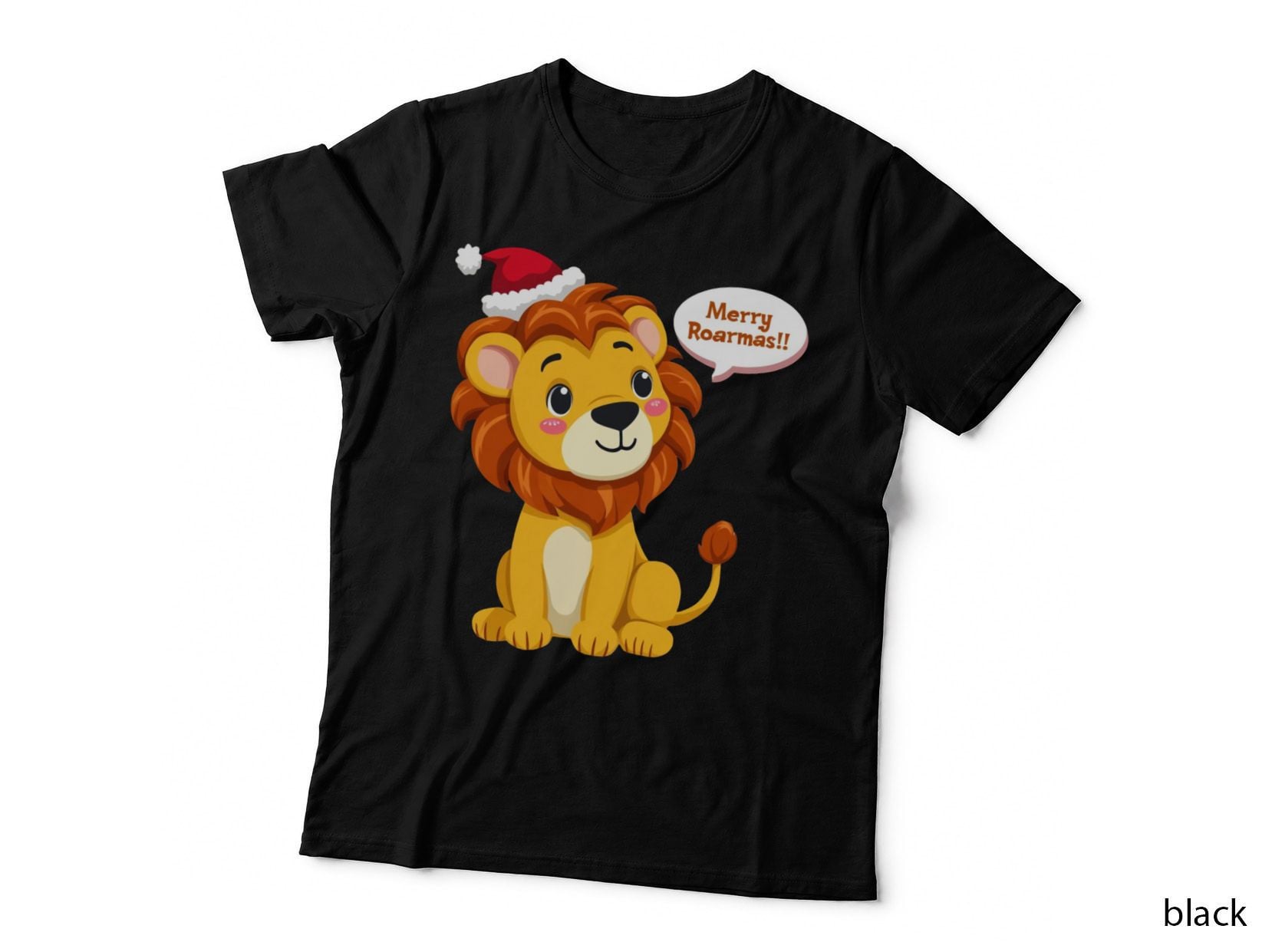 Merry Roarmas Lion, Cute Cartoon Santa Lion, Christmas T-Shirt