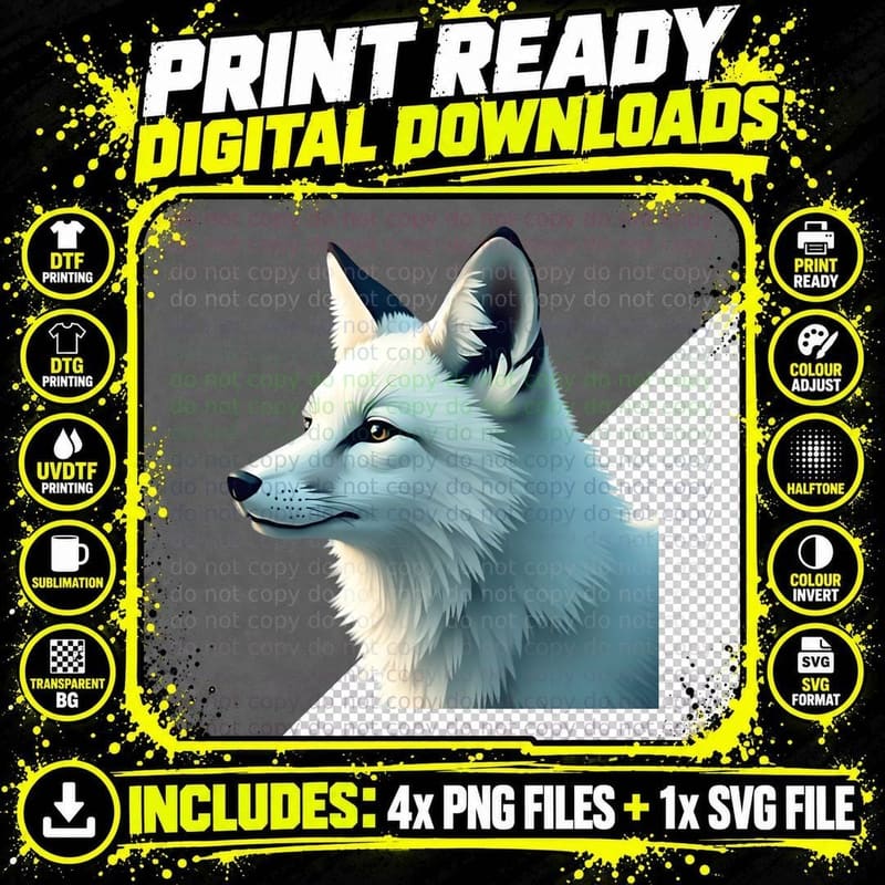 Minimalist Arctic Fox Christmas T-Shirt Png SVG Digital Bundle