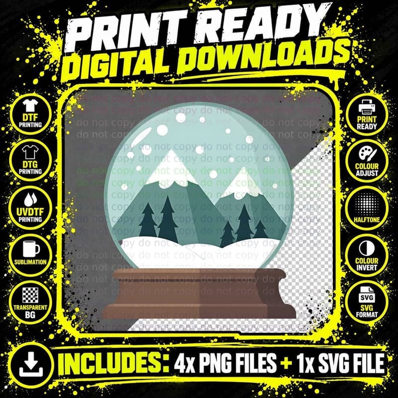 Modern Snow Globe Christmas T-Shirt Png SVG Digital Bundle