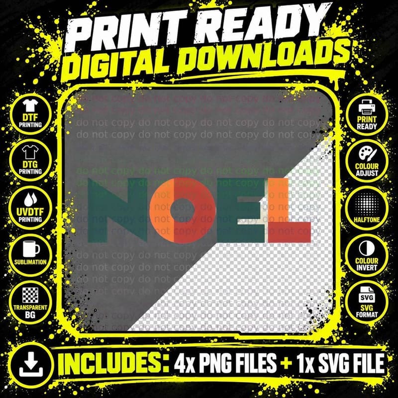 Modern Typography Noel T-Shirt Png SVG Digital Bundle