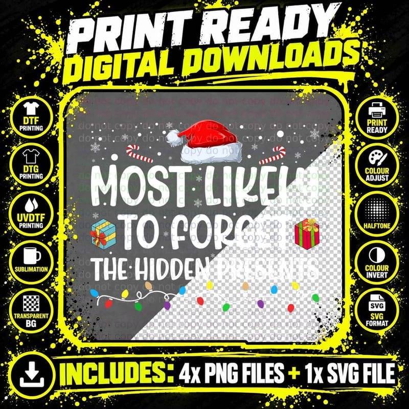 Most Likely to Forget the Hidden Presents Family Png SVG Digital Bundle