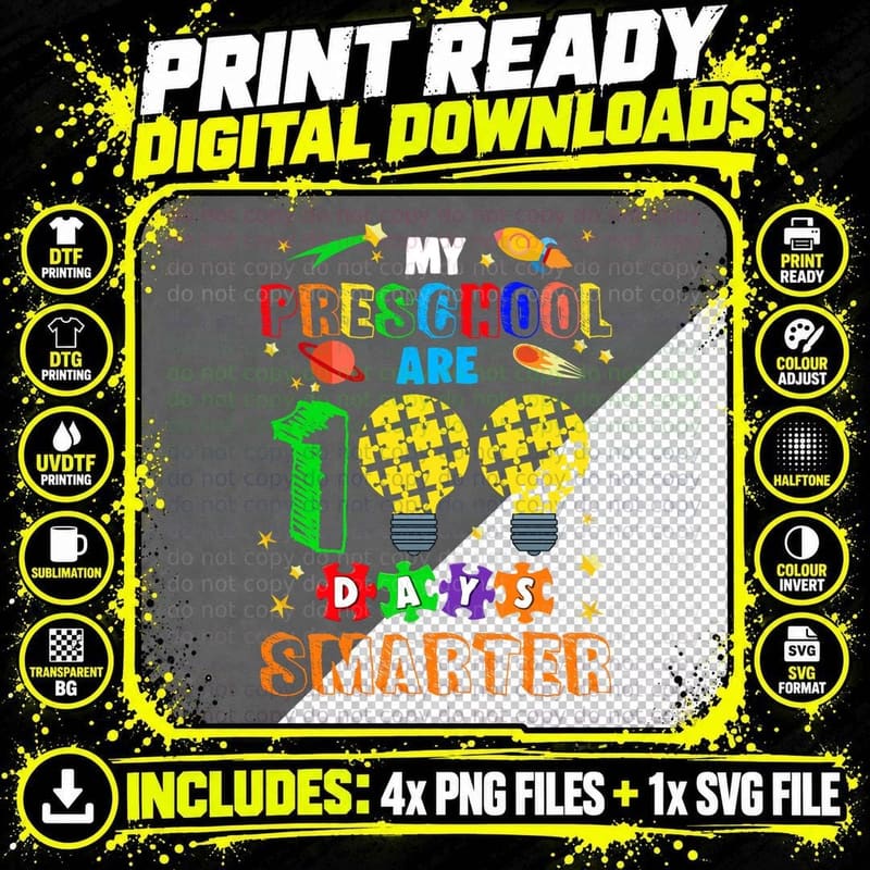 My Preschool Are Days Smarter Shirt, Bold Print Png SVG Digital Bundle