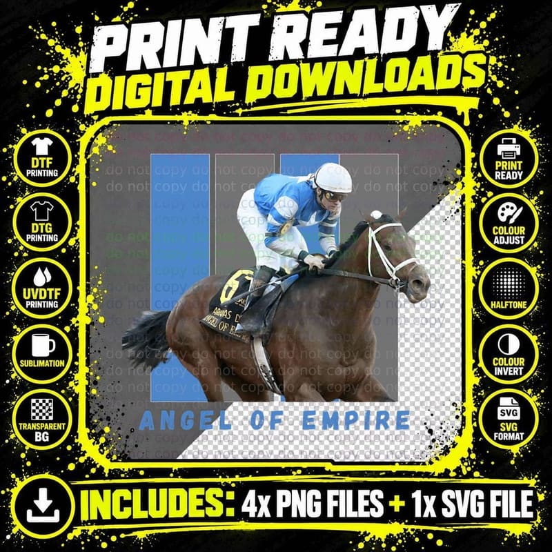 Angel of Empire, Horse Racing, Del Mar, Santa Anita Png SVG Digital Bundle