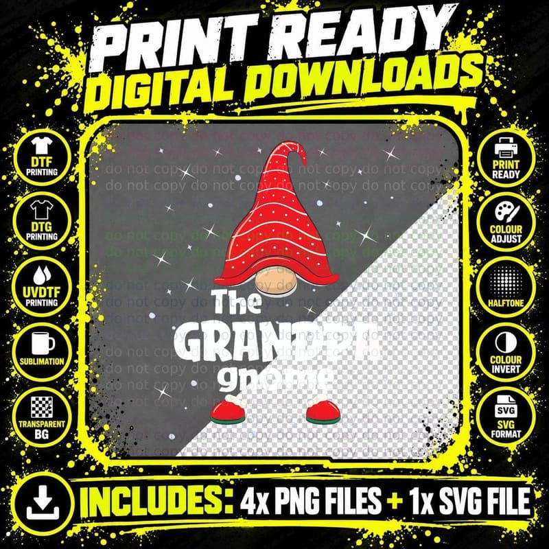 Bearded Gnome Family Matching Christmas Funny Pajama Png SVG Digital Bundle