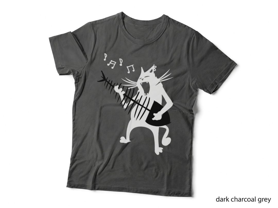 Cat Playing Guitar Music Lover Rock Roll Christmas Gift T-Shirt