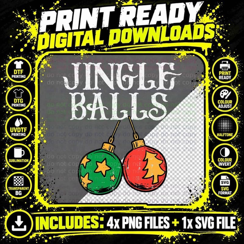Christmas Jingle Balls Funny Xmas Matching Couples Men Png SVG Digital Bundle