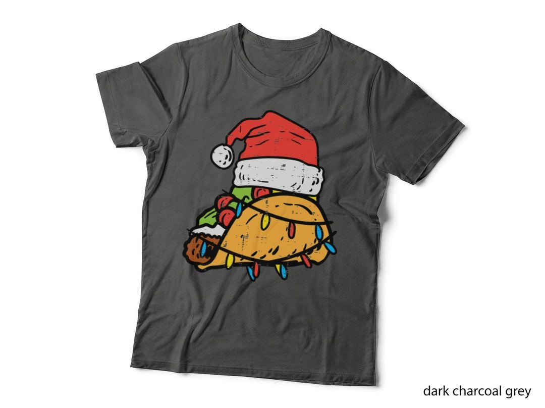 Christmas Tacos Santa Funny Mexican Food Xmas Men Women Kids T-Shirt