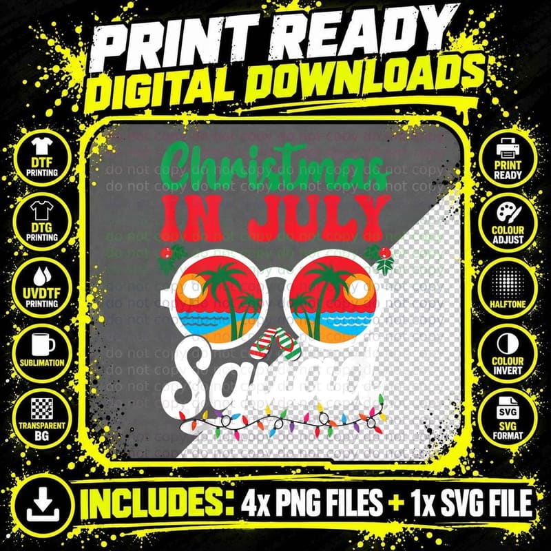 Christmas in July Squad Family Beach Vacation Summer Png SVG Digital Bundle