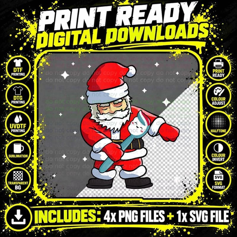 Flossing Santa Toothbrush Funny Christmas Perfect Great Png SVG Digital Bundle